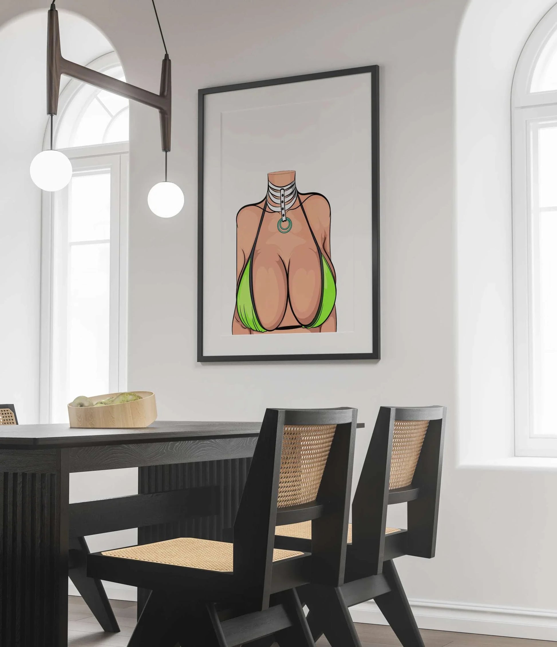 Model 24 digital artwork featuring a lime bikini and layered choker, showcasing intricate detailing and lifelike shading.