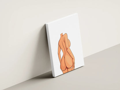 Curvy elegance digital art of headless female figure, Model 27, on canvas.