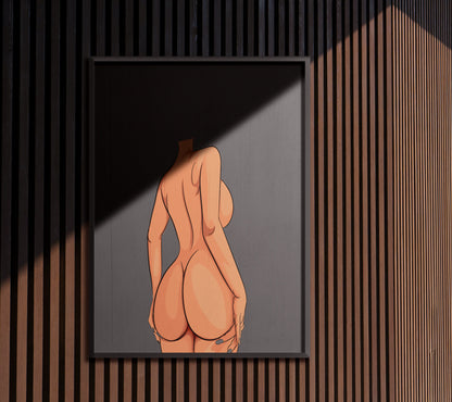 Curvy elegance digital art of a female body illustration, showcasing athletic pose and smooth shading.