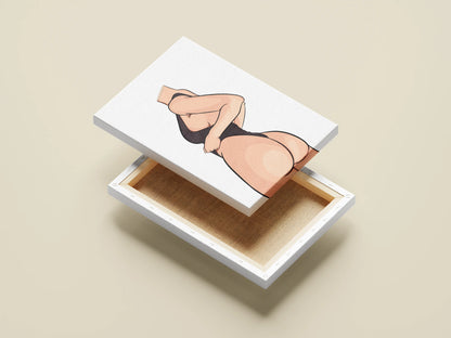 Digital pop art featuring bold curves and a headless figure in black, titled "Model 30 - Baked Art."