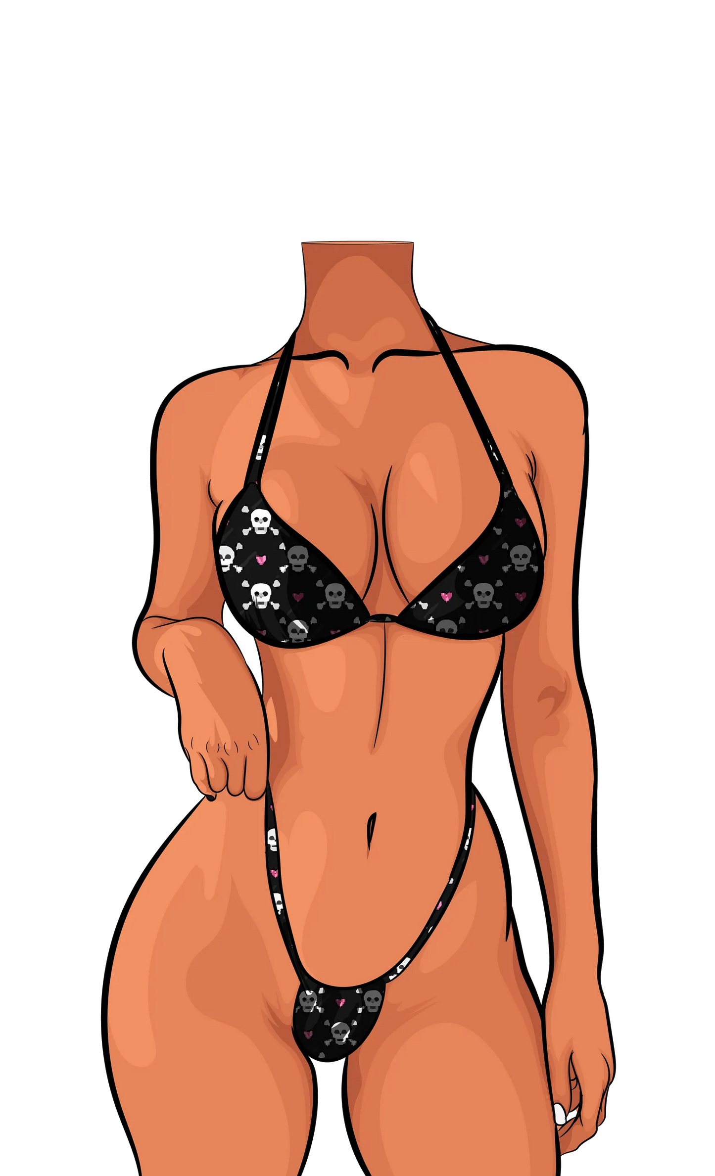 Digital human design featuring a realistic bikini model in a balanced pose for artistic projects.