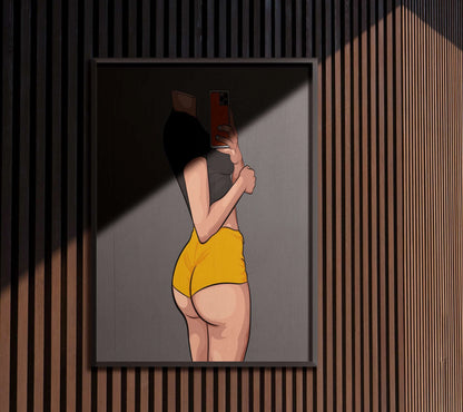 Digital artwork of Lingerie Model 42, featuring vibrant colors and bold lines, ideal for fashion and marketing.