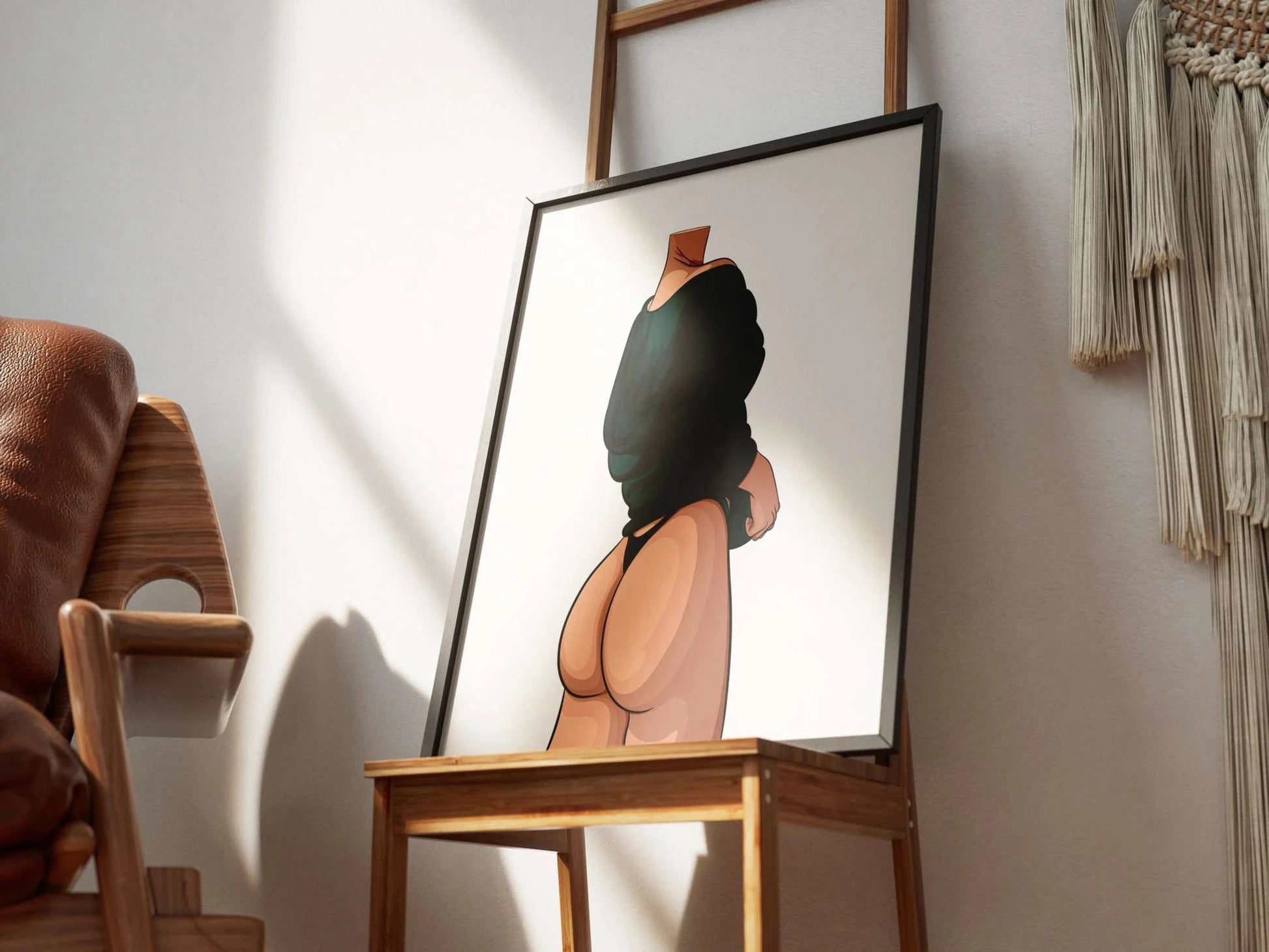 Digital art piece of Lingerie Model 44 with bold contours, perfect for fashion and artistic projects.
