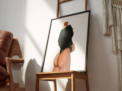 Digital art piece of Lingerie Model 44 with bold contours, perfect for fashion and artistic projects.