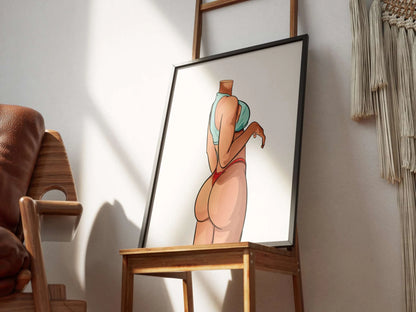 Model 48 - Baked Art digital artwork in frame, vibrant colors, stylish character pose.
