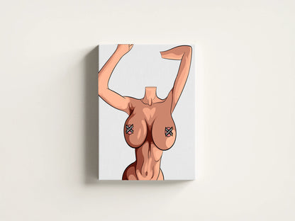 Model 50 - Sensual Silhouette digital art canvas with headless elegant female form for customization.