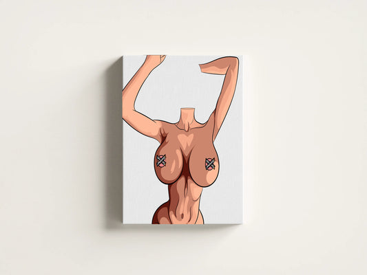 Model 50 - Sensual Silhouette digital art canvas with headless elegant female form for customization.