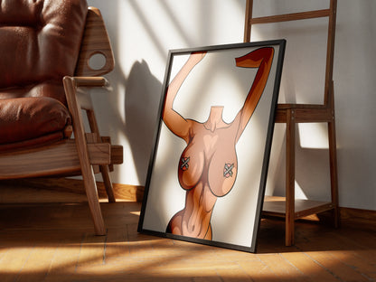 Elegant digital female silhouette artwork in frame, perfect for customization and artistic projects.