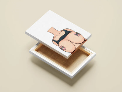 Model 57 digital art on open box, showcasing feminine strength in a headless pose, ideal for customization.