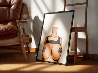 Model 57 digital art print showcasing a headless feminine figure, ideal for customization in fashion and branding.