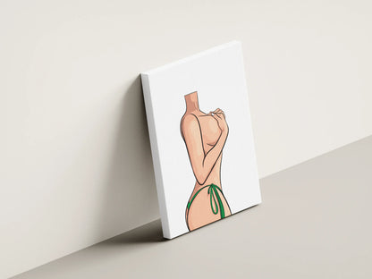 Sensual female figure digital art on canvas, printable and customizable in high-resolution formats.