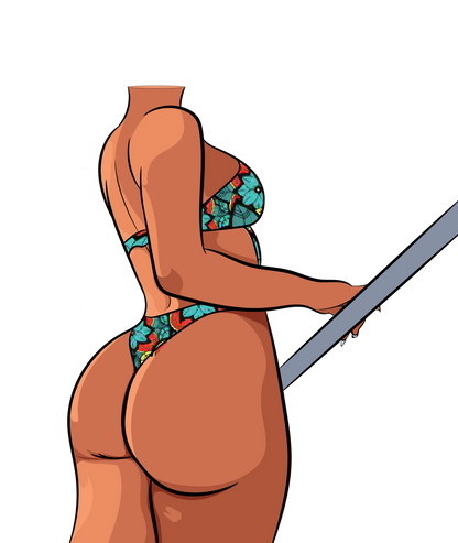 Model 7 Baked Art vibrant bikini digital design by Digitalized Arts.