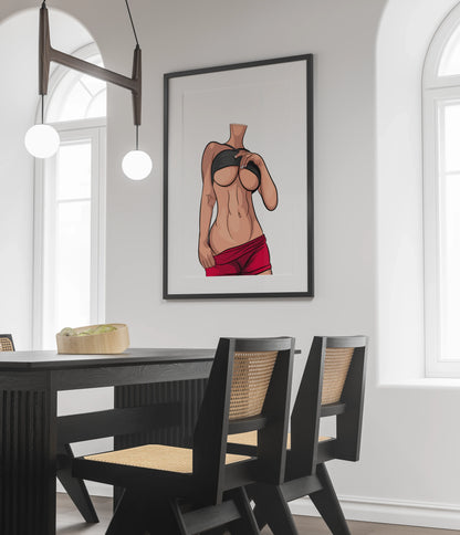 Baked Art - Model 70 digital illustration, bold modern aesthetic, customizable artwork in dining room setting.