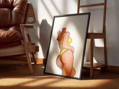 Digital illustration of Baked Art - Model 73 in vibrant colors and bold curves displayed in a frame.