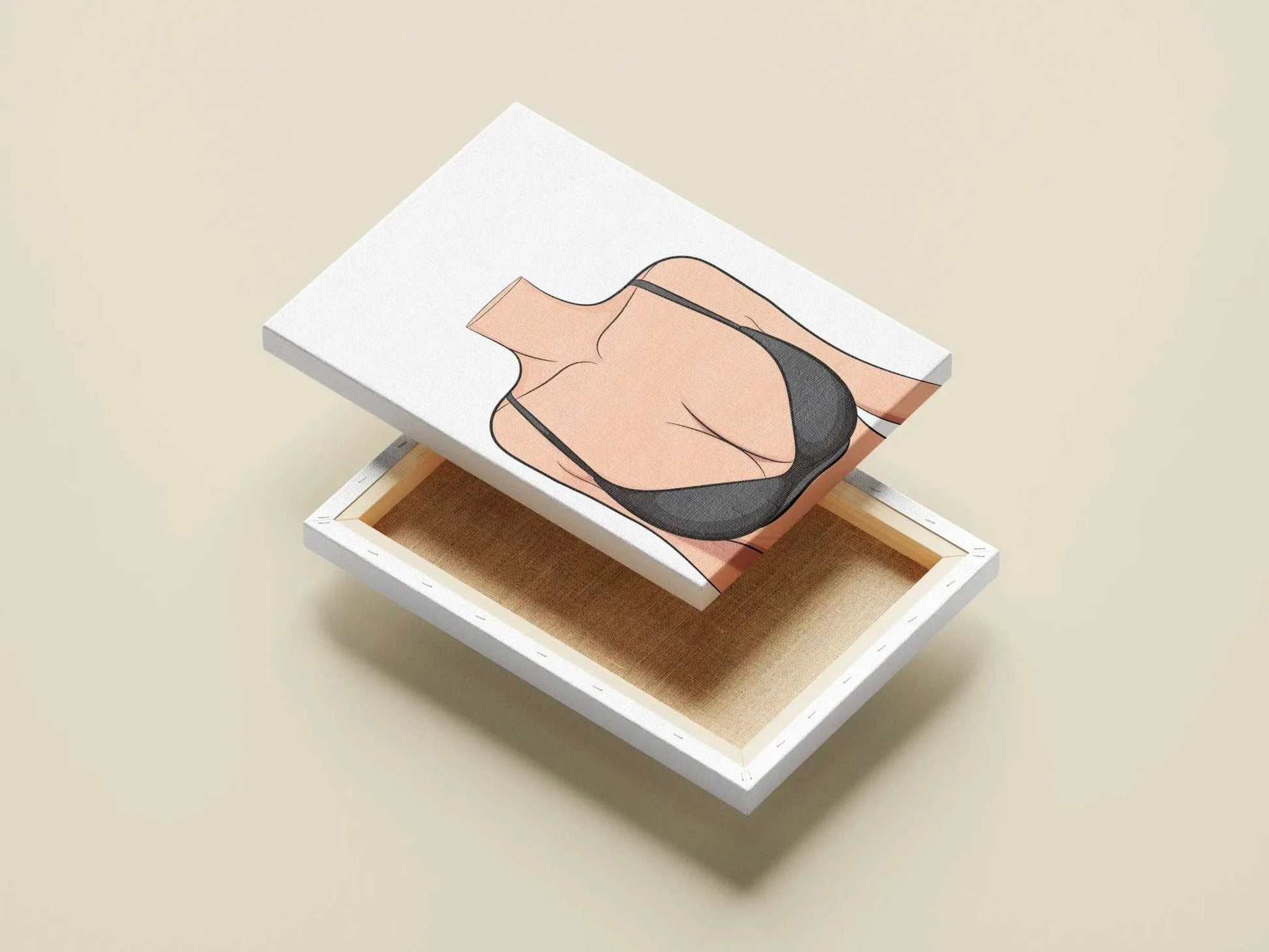 Minimalist digital art of a lingerie model on canvas, featuring clean lines and modern design, titled "Baked Art - Model 78".