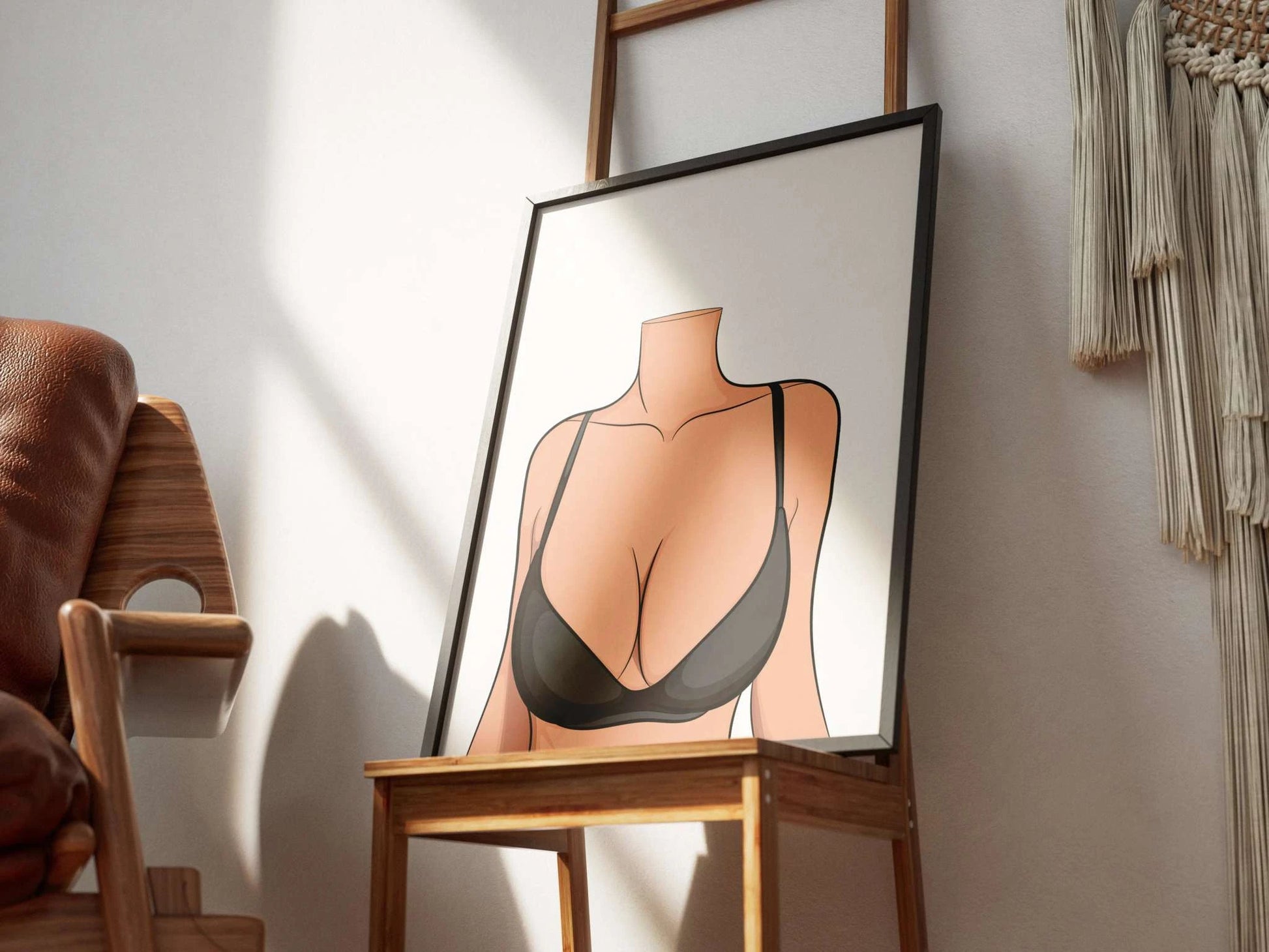 Digital art print of lingerie Model 78, featuring clean lines and modern aesthetics in a minimalist style.