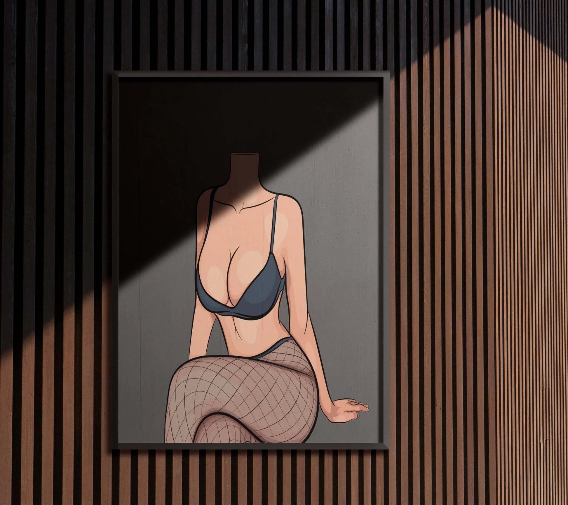 Digital artwork of lingerie model in bold, elegant style, titled 'Lingerie Model 79 - Digitalized Arts Baked Art', perfect for creative projects.