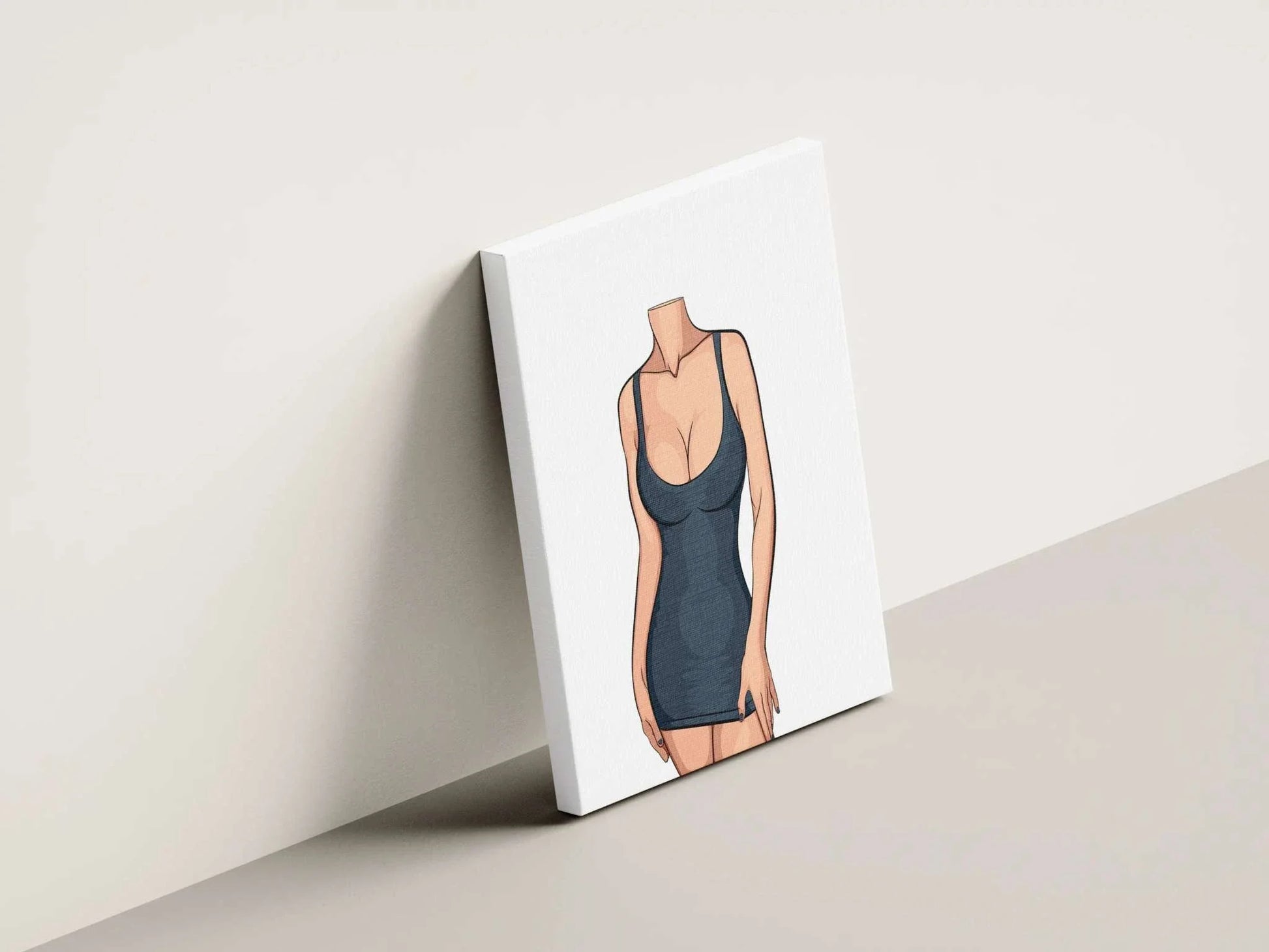 Digital art illustration of a modern lingerie model, Baked Art - Model 80 canvas.