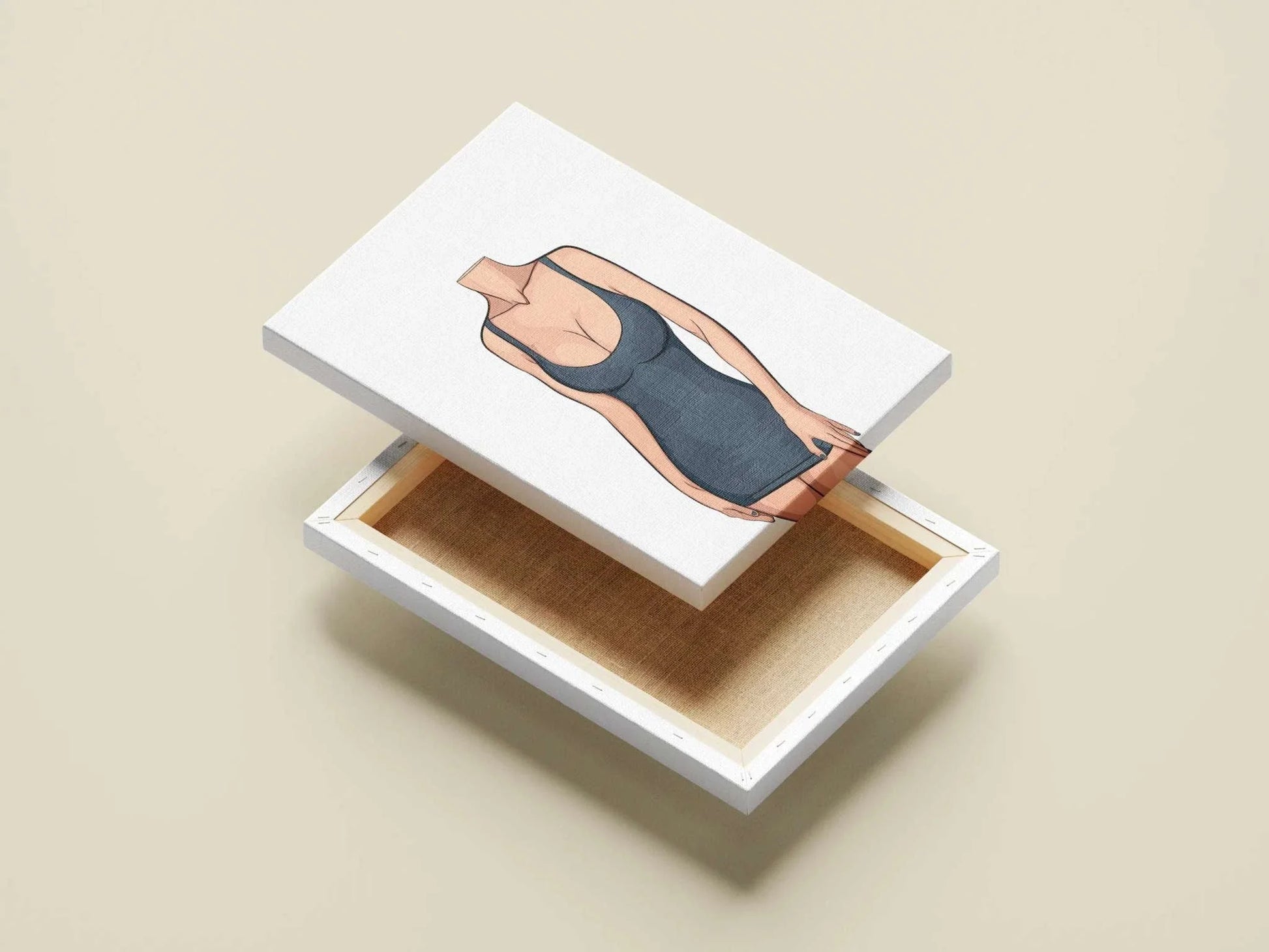 Digital art illustration of lingerie model on canvas, showcasing modern aesthetics and sleek design, titled "Baked Art - Model 80".