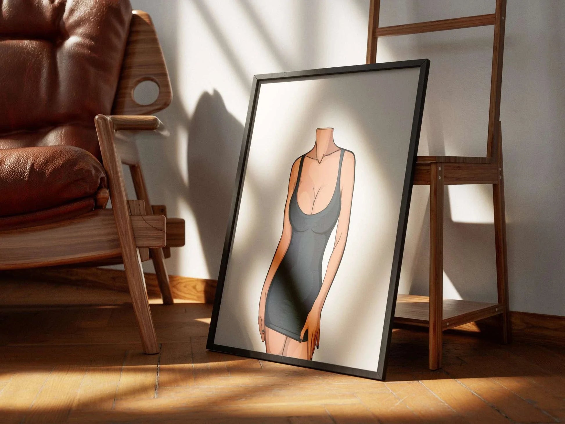 Digital art illustration of model in sleek lingerie, Baked Art - Model 80.