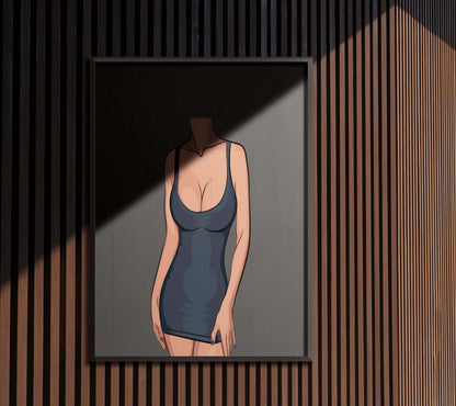 Digital illustration of Lingerie Model 80 with bold aesthetics, Baked Art style.