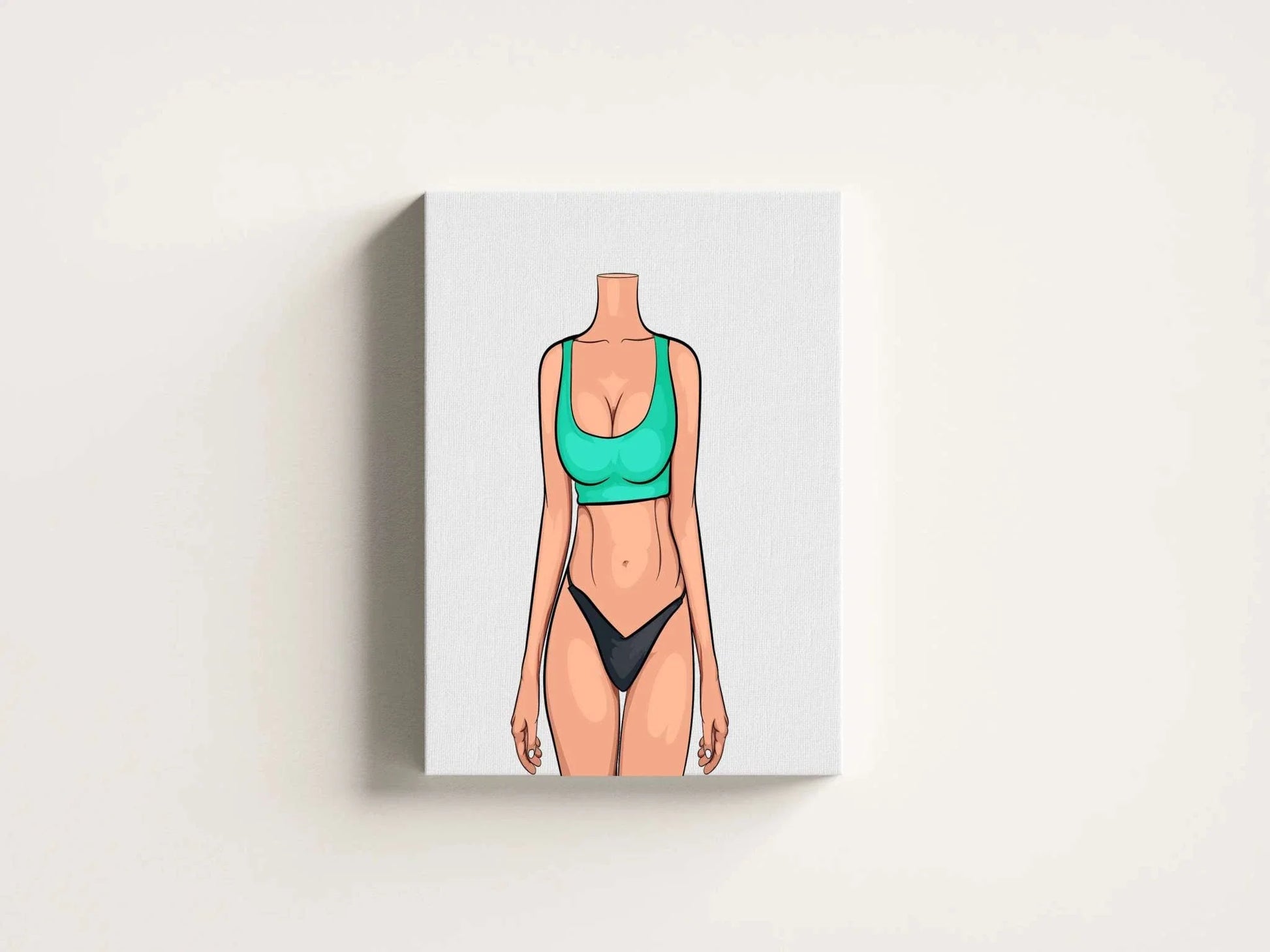 Digital art of sleek lingerie model silhouette with vibrant colors and clean lines, titled 'Baked Art - Model 82'.