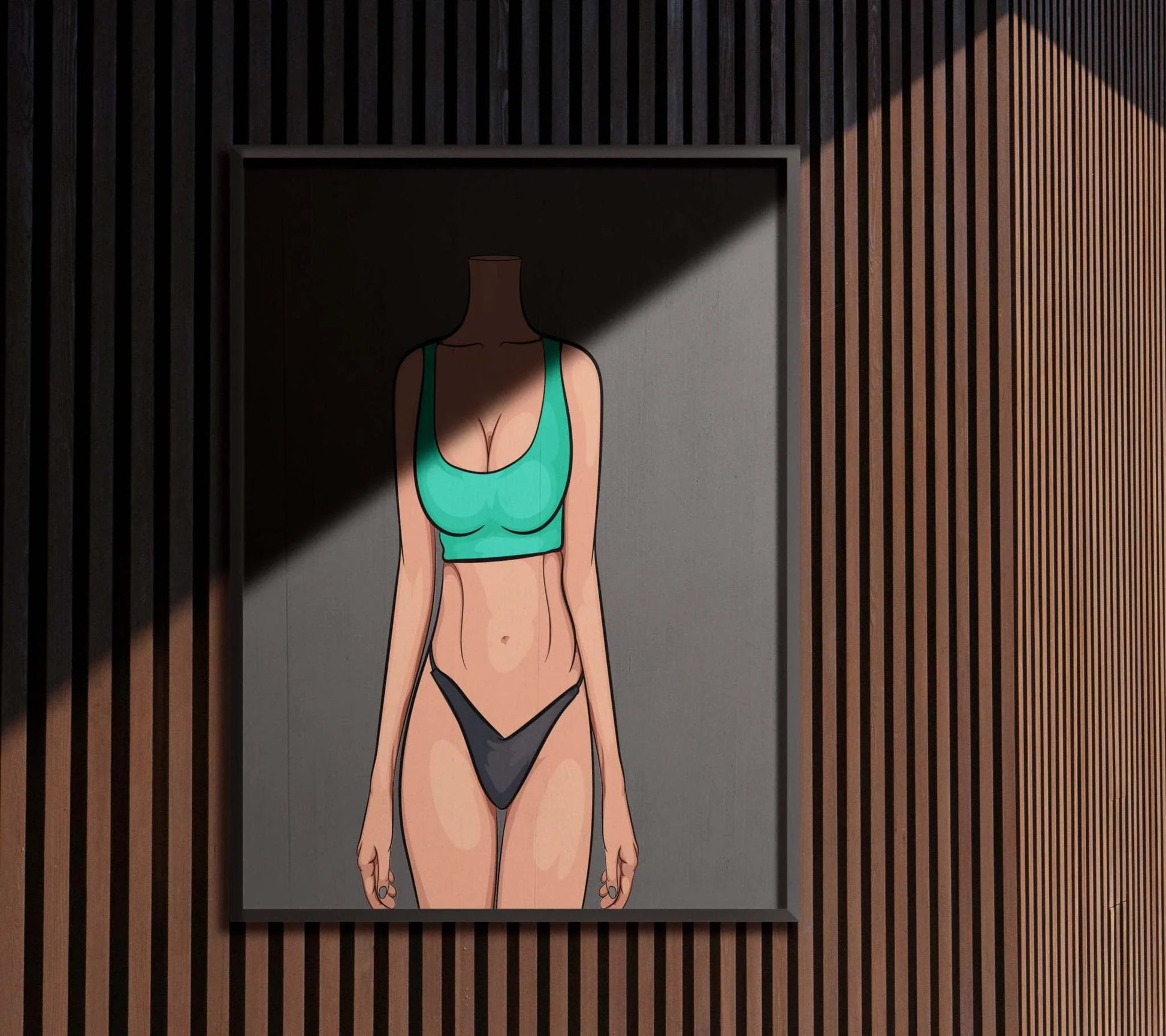 Digital artwork featuring a sleek silhouette with vibrant colors, titled "Baked Art - Model 82".