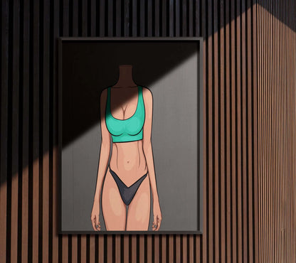 Digital artwork featuring a sleek silhouette with vibrant colors, titled "Baked Art - Model 82".
