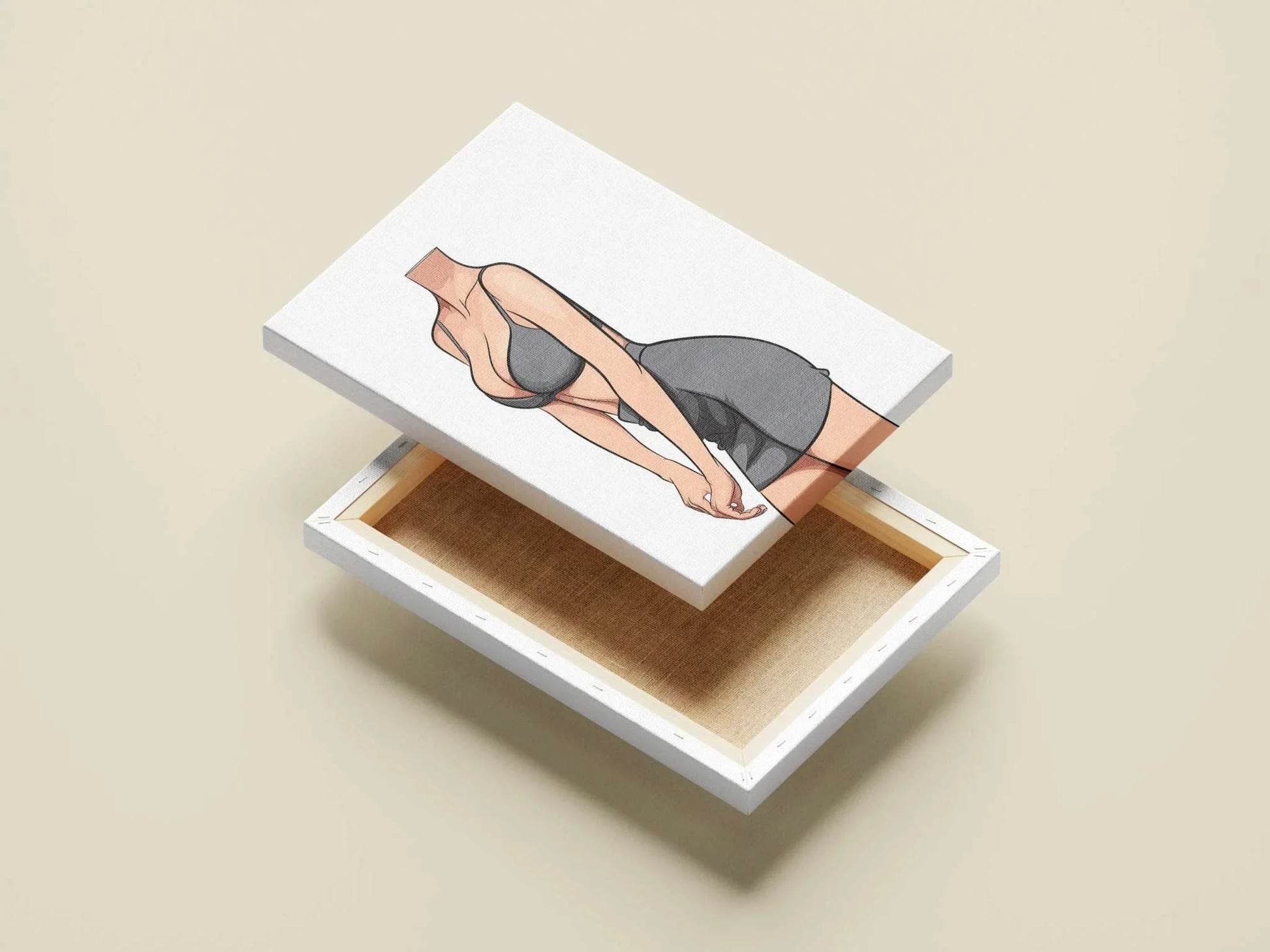 Digital artwork of a stylish figure in bralette and mini skirt, highlighting curves and fabric texture; Baked Art - Model 83.