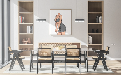 Digital artwork of a stylish model in bralette and mini skirt, part of Baked Art - Model 83 collection.