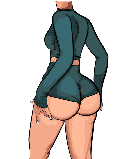 Baked Art Model 84 digital illustration featuring a figure in a green form-fitting outfit.