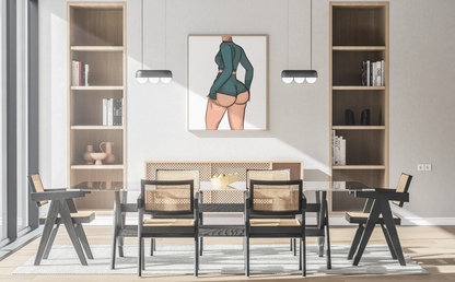 Baked Art - Model 84 digital artwork featuring figure in form-fitting outfit, displayed in modern interior setting.