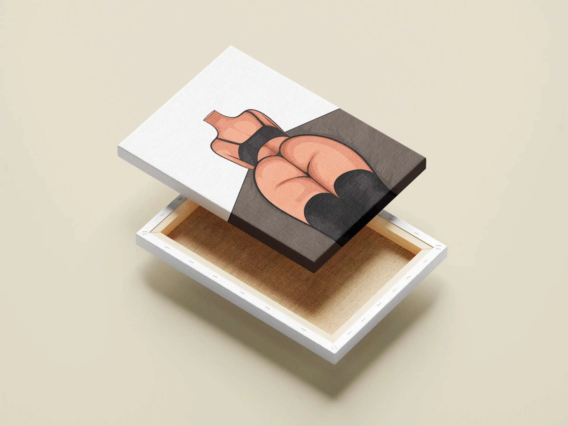 Digital illustration of a reclining figure in black lingerie and thigh-high boots, Baked Art - Model 90.