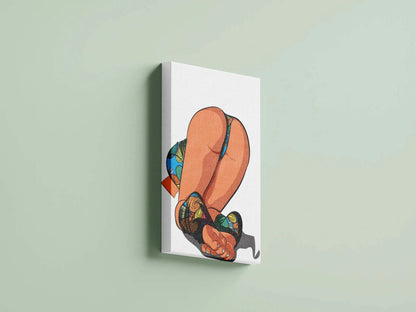 Digital artwork of Lingerie Model 9 featuring colorful patterned lingerie in a striking and sensual pose.