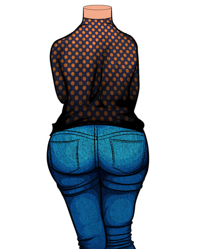 Retro polka dot top with unique baked denim jeans, Jeans Denim - Baked Model Art 6.