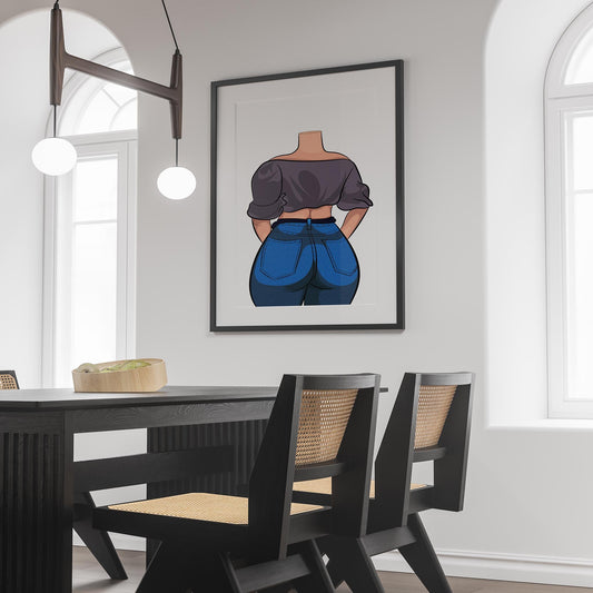 Jeans Denim Model 76 artwork featuring fitted jeans and a loose top with voluminous sleeves.