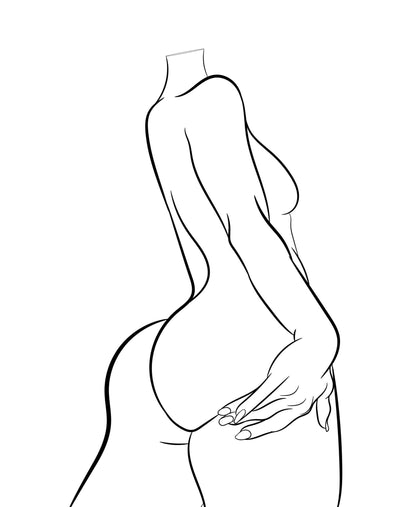 Minimalist nude line art featuring elegant curves in Model 23. Digital download for modern decor.