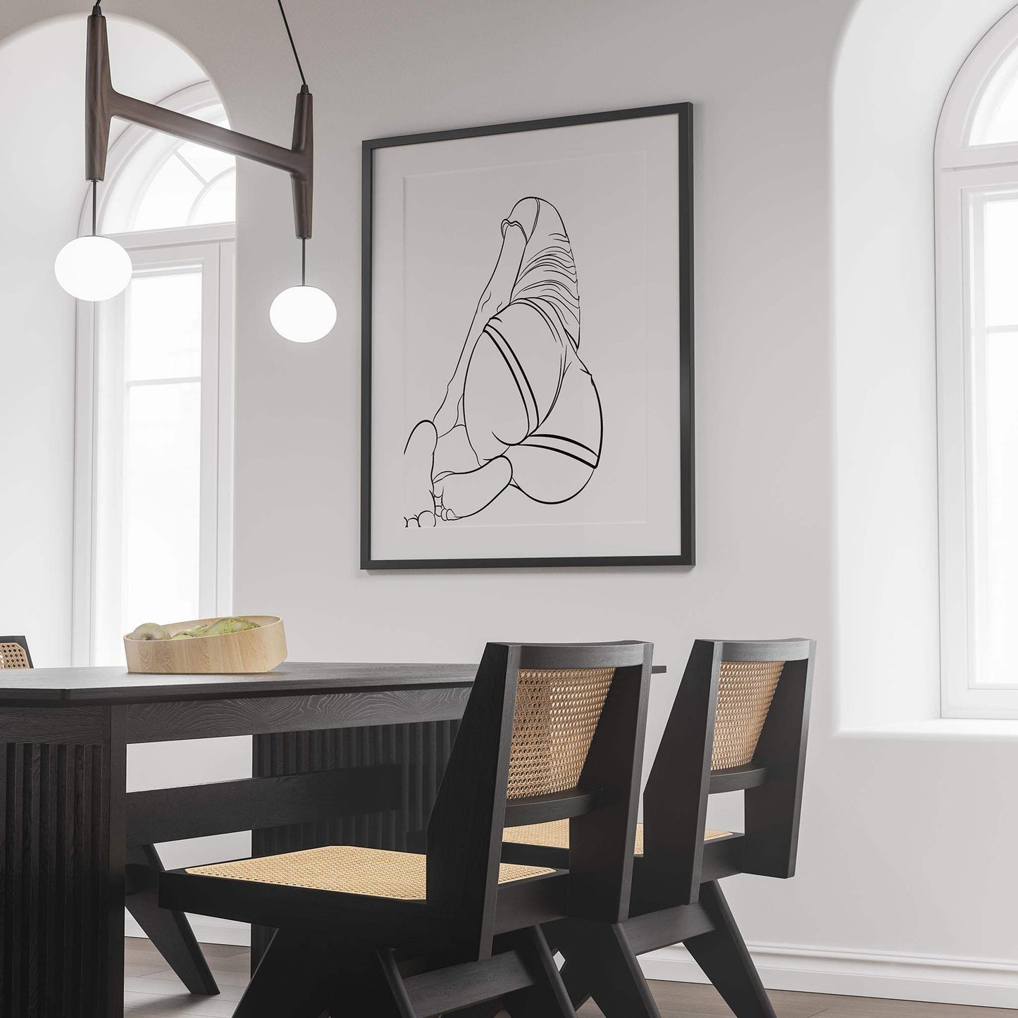 Line Art - Model 103 drawing in modern dining room setting.