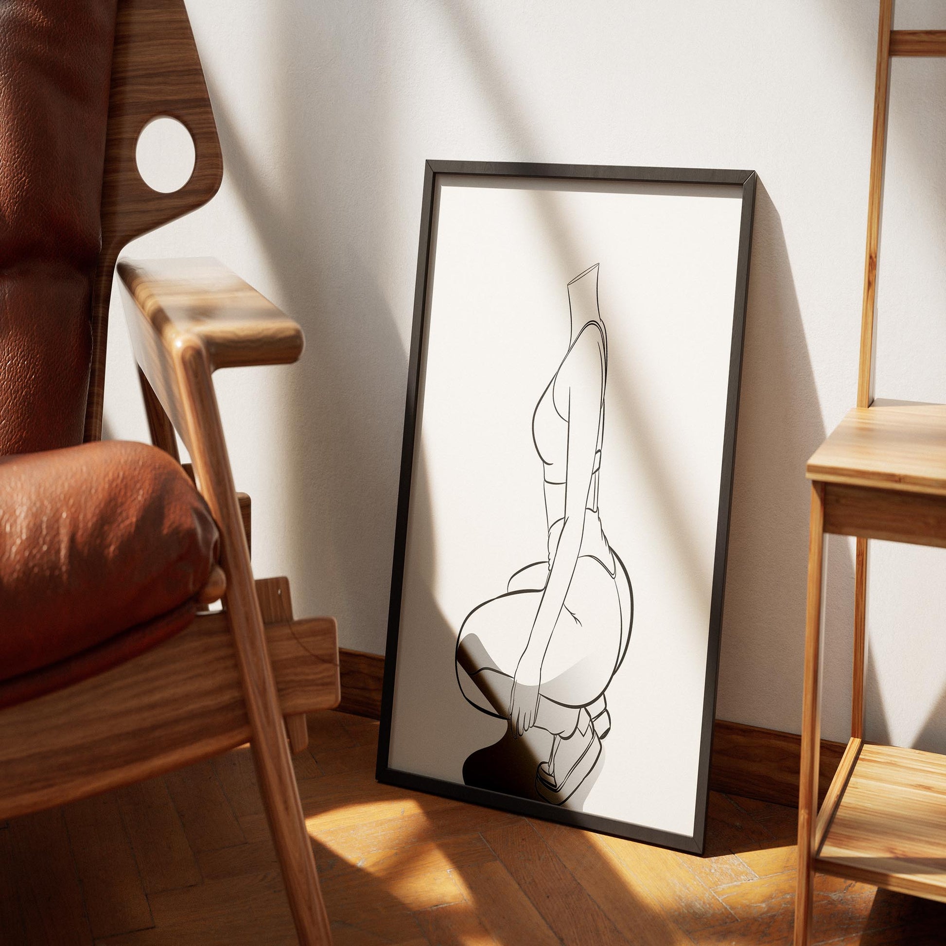Athletic Model 41 line art in a stylish frame, depicting a modern and dynamic athletic figure.