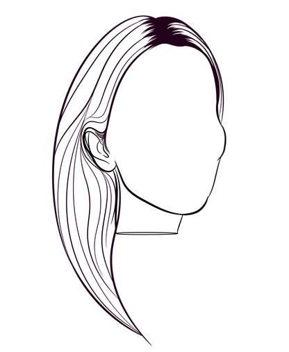 Character human faces model 12 line art profile view for coloring and design projects.